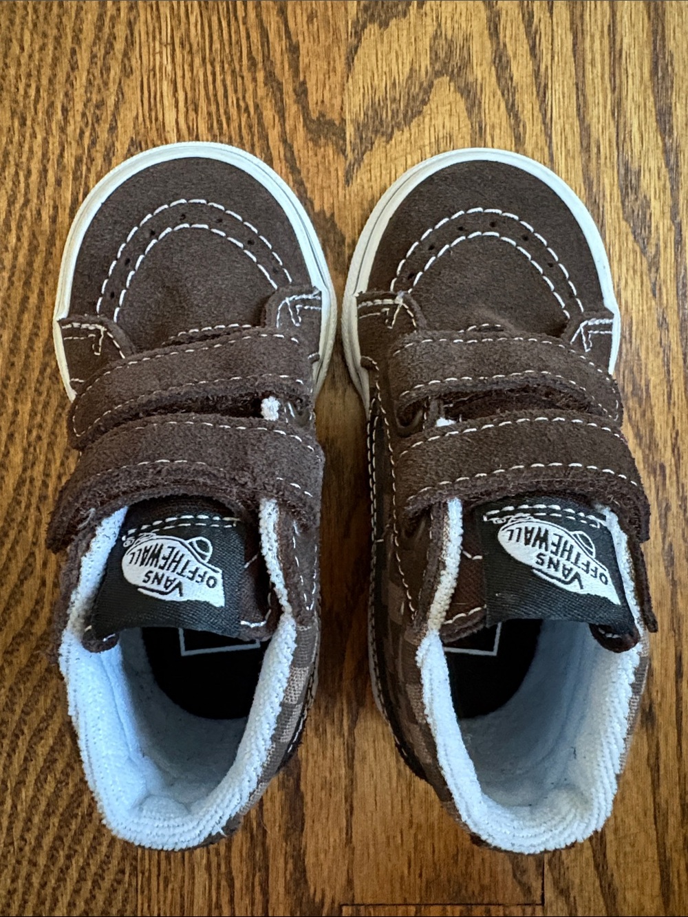 VANS SK8-MID REISSUE V TODDLER SHOES - TONAL CHECKERBOARD BROWN, size 6. New